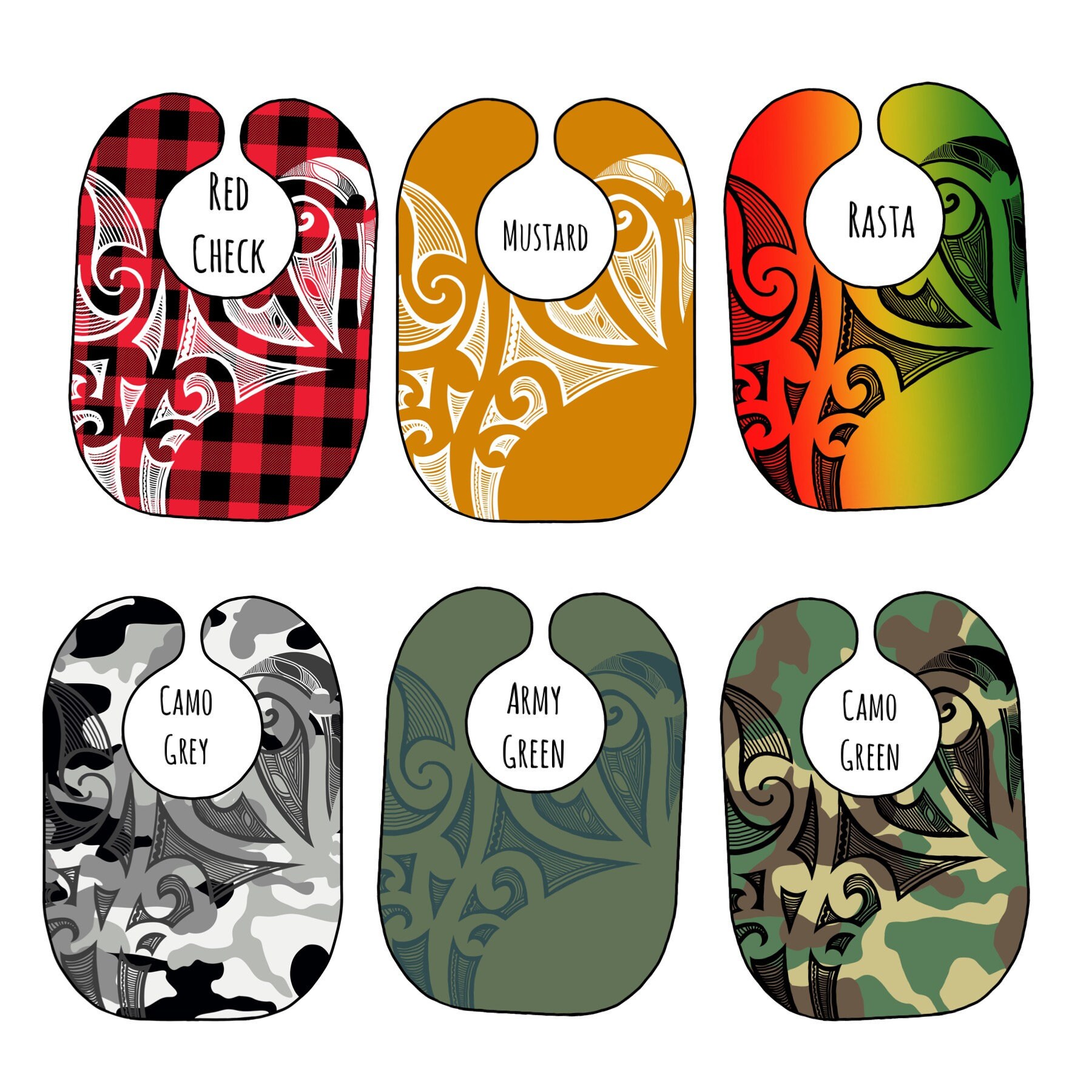 Contemporary Maori Personalised Minky Bibs