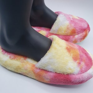 Pink, Orange, Yellow, and White Tie Dye Slippers