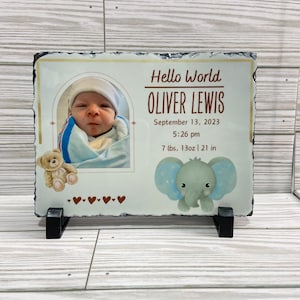 Personalized baby present - Hello World - New Baby Gift - Baby plaque - Free Shipping - Newborn - Congratulations baby - Announcement