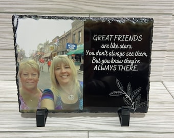 Best friend gift personalized - Great Friends are like stars - Free Shipping - Forever Friends - Besties - Slate Unique lifetime gift