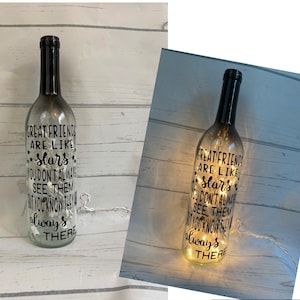 Best friend gift - great friends are like stars - Lighted wine bottle