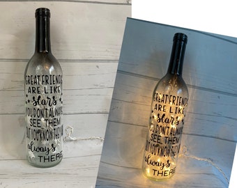 Best friend gift - great friends are like stars - Lighted wine bottle