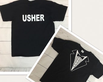 Personalized Usher Tuxedo Shirt, Wedding Rehearsal Outfit