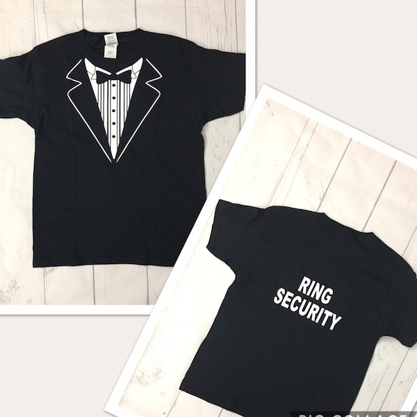 Ring Security shirt - ring bearer t-shirt - tuxedo shirt - wedding rehearsal shirts - tux shirt