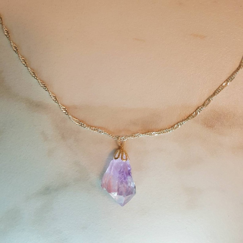 Crystal Amethyst February Birthstone Gift. Soft Lilac Amethyst Pendant Crystal Necklace