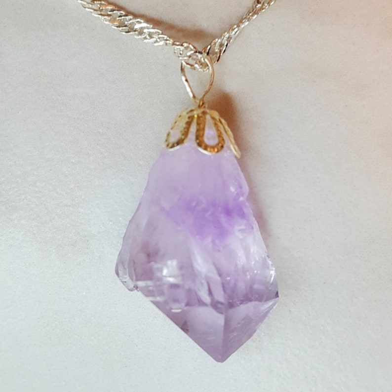 Crystal Amethyst February Birthstone Gift. Soft Lilac Amethyst Pendant Crystal Necklace