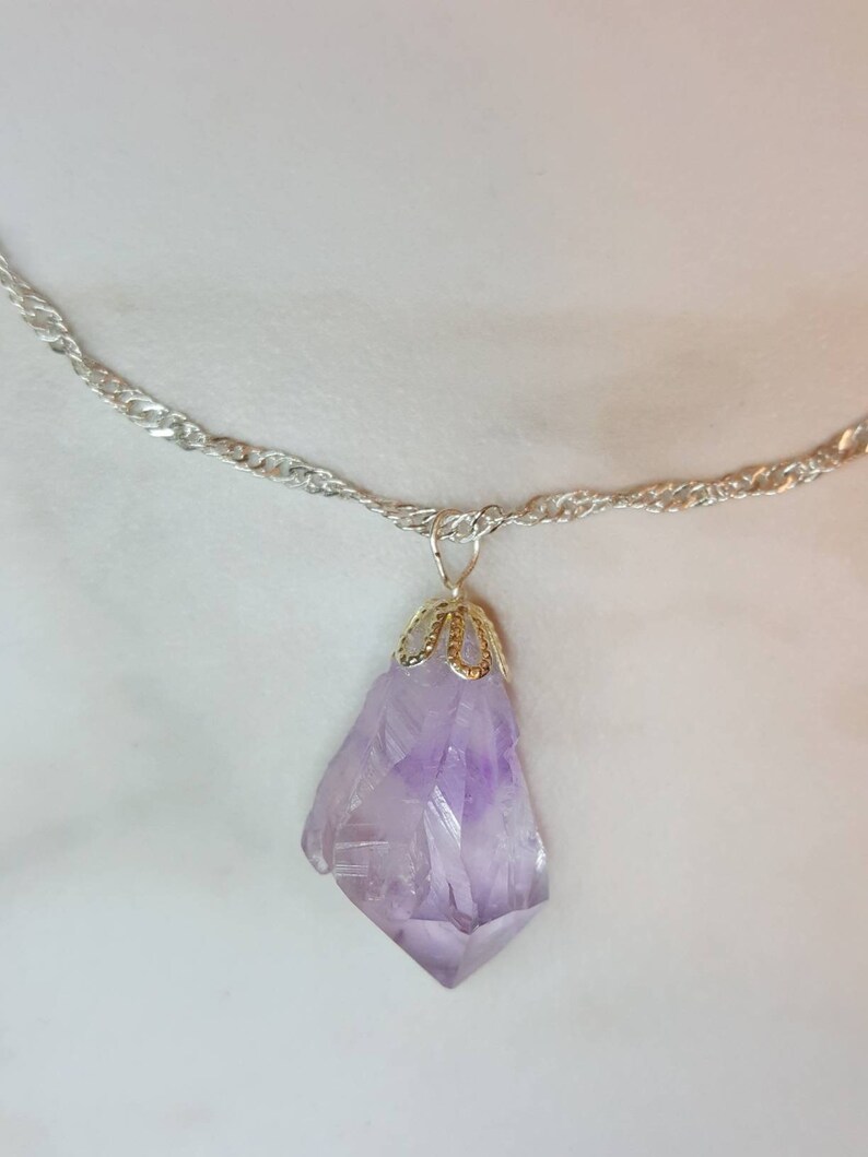 Crystal Amethyst February Birthstone Gift. Soft Lilac Amethyst Pendant Crystal Necklace