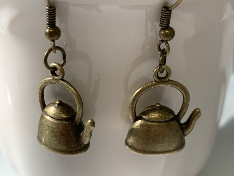 Antique Bronze Tea Kettle Earrings Etsy