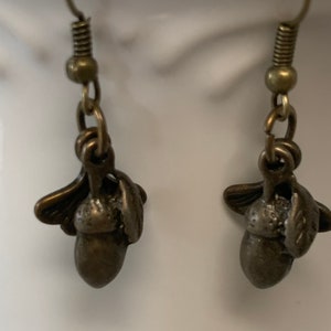 Antique Bronze Acorn with Leaf Earrings