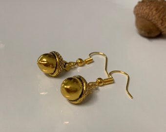 Antique Gold Acorn Earrings