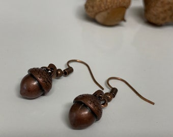 Antique Copper Acorn Earrings