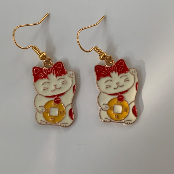 SET Of 3 Japanese Maneki Neko Lucky Cat Happiness Wealth No Evil Made In Japan E - Foto 2