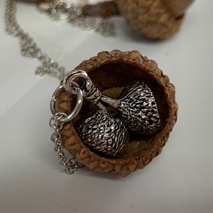 Antique Silver Acorn Cap Necklace