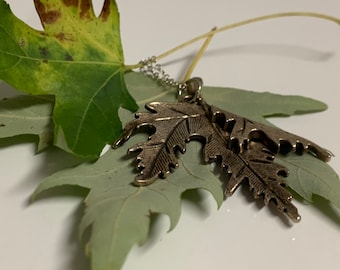 Antique Silver Maple Leaf Necklace