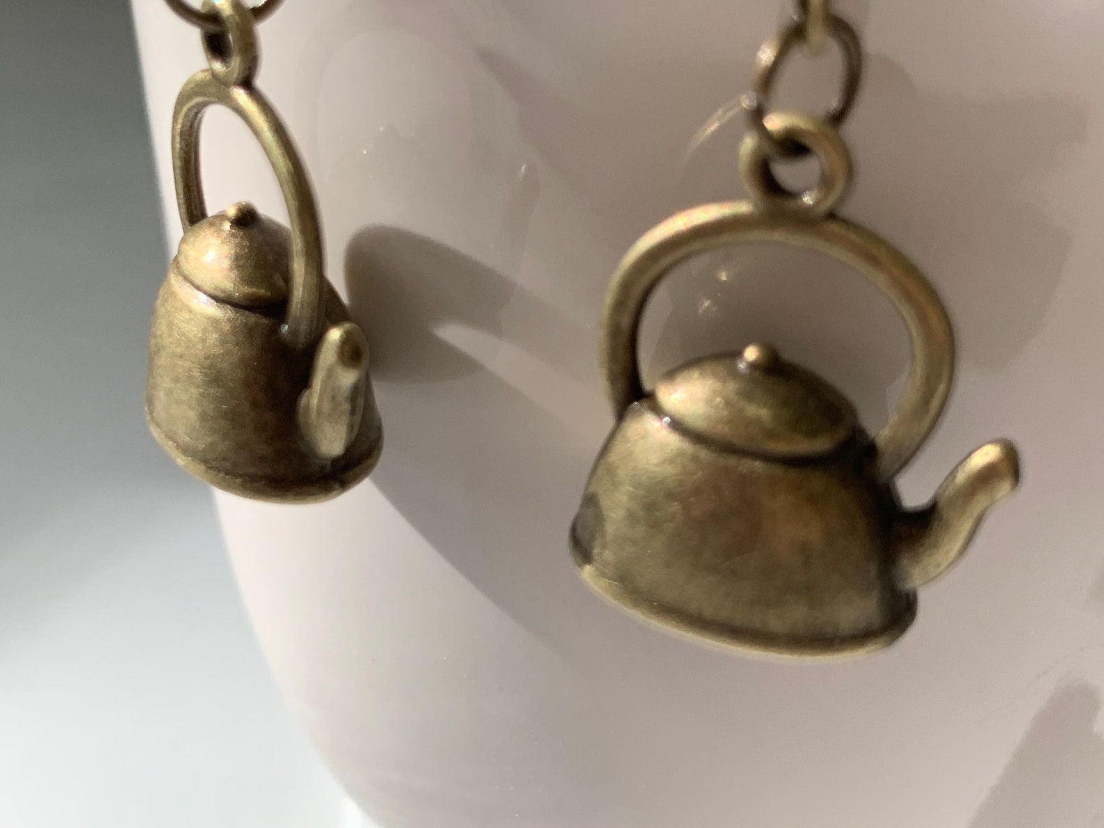 Antique Bronze Tea Kettle Earrings Etsy