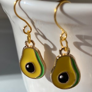Avocado Gold Enamel Earrings