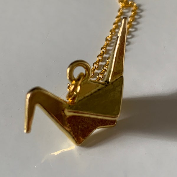 Gold Plated Origami Crane Necklace