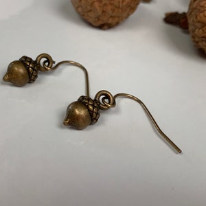 Tiny Acorn Earrings Antique Gold, Silver, or Bronze Antique Bronze