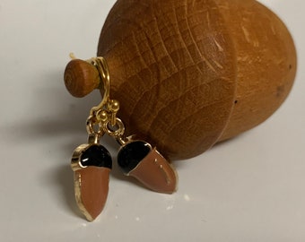 Acorn Gold Enamel Earrings