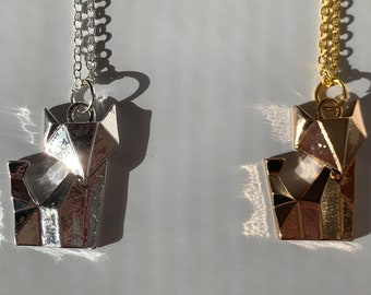 Origami Cat Gold or Silver Necklace