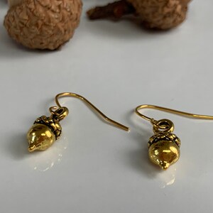 Tiny Acorn Earrings Antique Gold, Silver, or Bronze Antique Gold