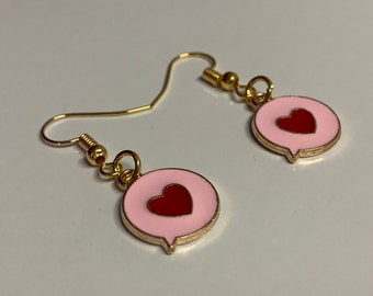 Pink Conversation Heart Earrings