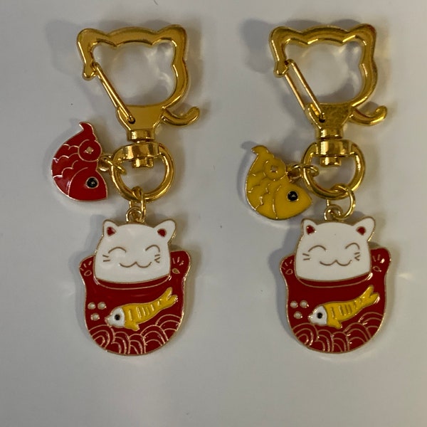 Lucky Cat/Maneki Neko Koi Fish Keychain