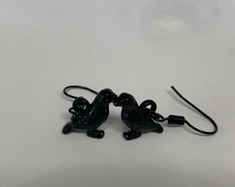 Black Raven/Crow Enamel Earrings