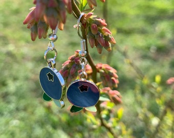 Blueberry Silver Enamel Earrings