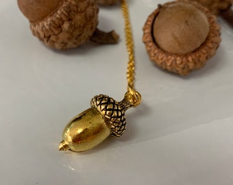 Antique Gold Acorn Necklace