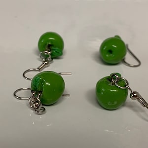 Resin Green Apple Earrings