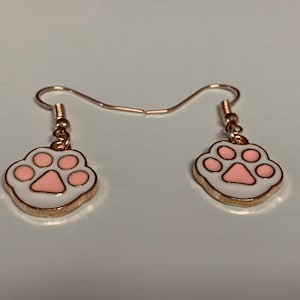 Kawaii Cat Paw Rose Gold Earrings