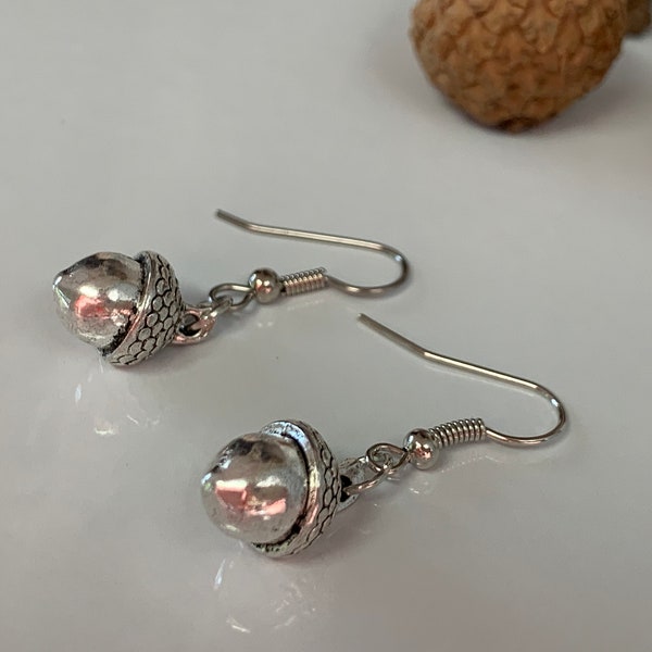 Antique Silver Acorn Earrings