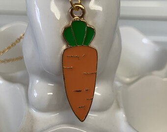 Carrot Gold Enamel Necklace