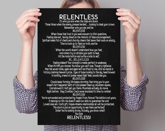 Relentless, Christian Poem Print, Motivational Printable Wall Art, Be Relentless Printable, Inspirational Poem Poster, Encouragement Gift