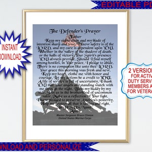 Marine Corps Gift, Personalized Marine Gift, Veteran Gift, Retired Military Gift, Editable PDF, Printable Military Poster, Instant Download