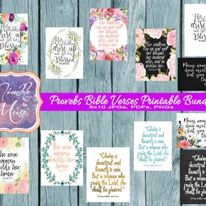 Sprüche Bibel Vers Printable Bundle, Sprüche 31:30, Sprüche 31 Schriftdrucke, christliche Wanddekoration, christliche Geschenke, Set von 12 Drucken