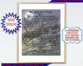 Personalized US Navy Veteran Gift, Soldier's Prayer, Military Wall Art (Editable PDF)