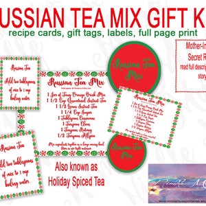 Russian Tea Mix Gift Kit, Christmas Gift In A Jar Recipe, DIY Gift In A Jar Ideas, Holiday Spice Tea In A Jar Idea, DIY Christmas Gift Ideas
