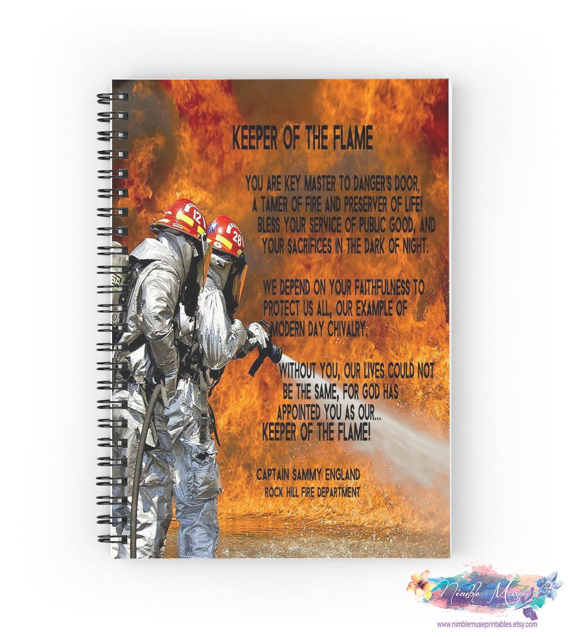 Firefighter Gift, Fireman Gifts, Firefighter Prayer Journal, Spiral Notebook, Personalized Firefighters Gift For Him, First Responders Gift