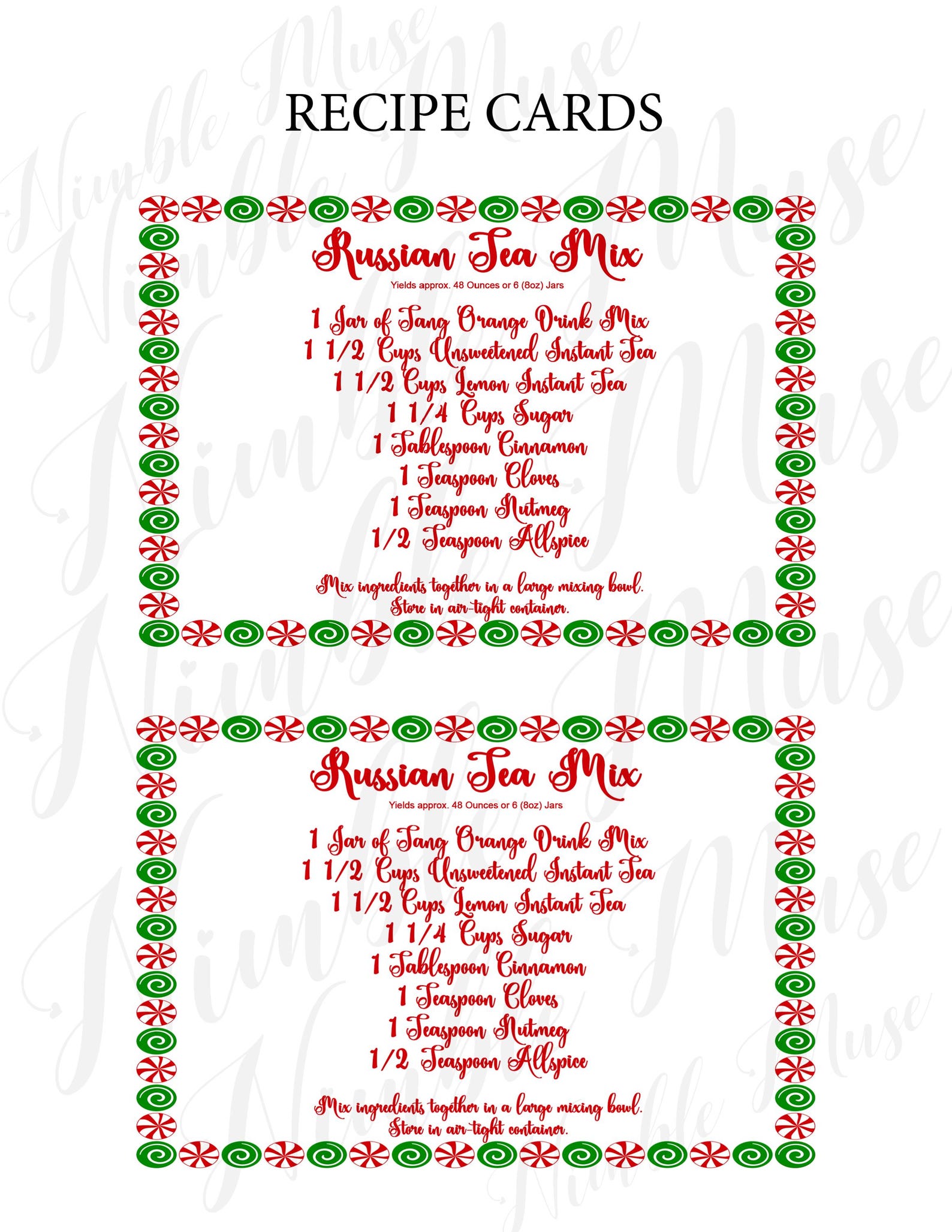 Russian Tea Mix Recipe Kit, Spiced Christmas Gift (digital Download) - Etsy