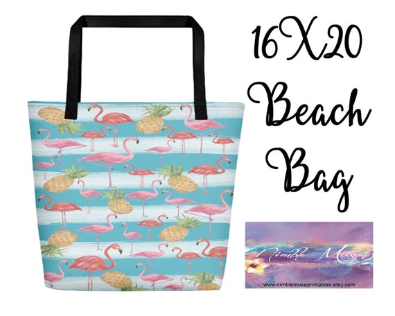 flamingo beach tote