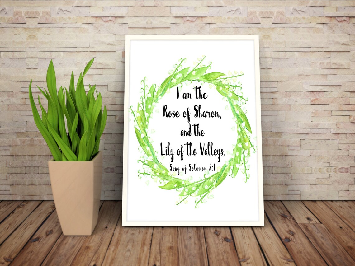Song of Solomon Bible Verse, Lily of the Valley, Floral Scripture Wall