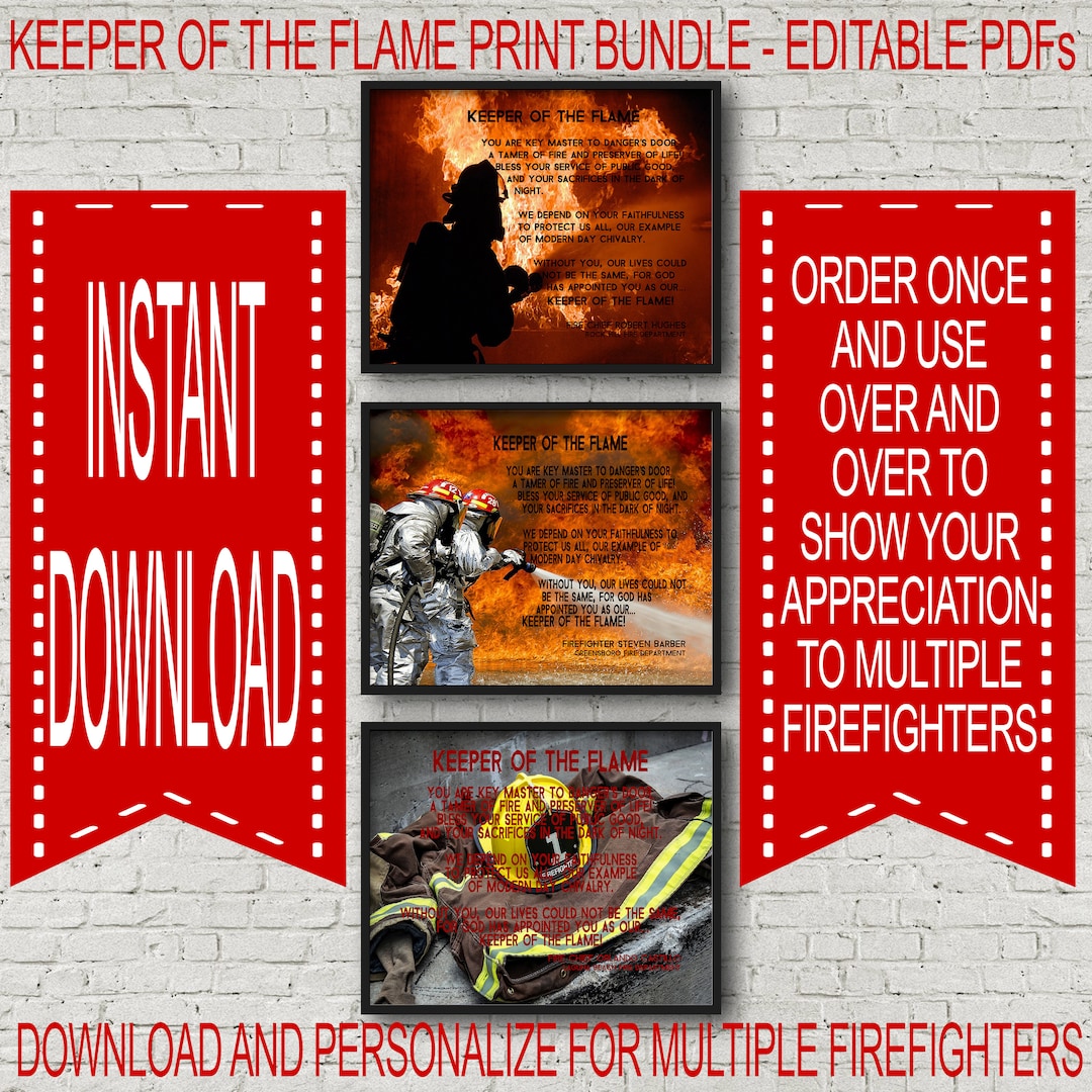 Firefighter Gifts, Personalized Firefighter Print Bundle, Editable PDF ...