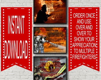 Firefighter Gifts, Personalized Firefighter Print Bundle, Editable PDF, Printable Firefighter Wall Art, First Responders Gift, Fireman Gifts