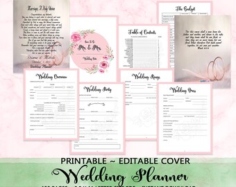 Christian Wedding Planner, Editable Cover, Mark 10:9 (Printable PDF)