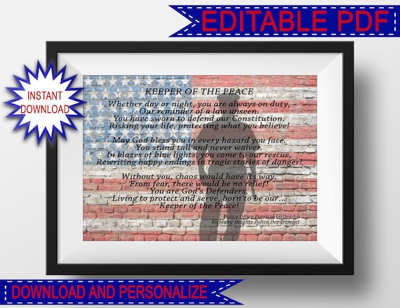 Personalized Police Officer Gift Police Prayer Law Etsy