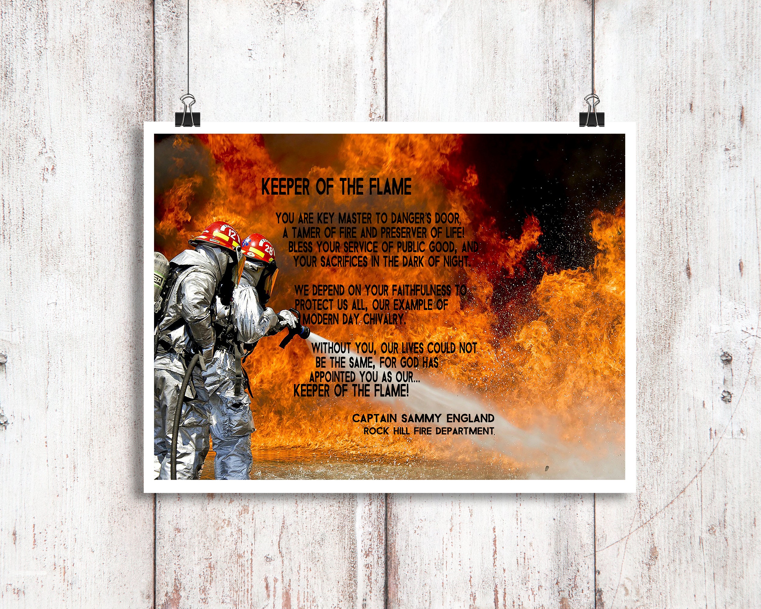 Firefighter Appreciation Gift, Personalized Fireman Print, Firefighter