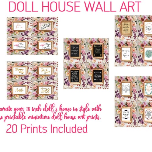 Dollhouse Printable Wall Art 18 Inch Doll Miniature Prints Etsy