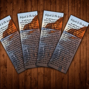 Druckbares Lesezeichen, Fußabdrücke im Sand, digitales Lesezeichen, druckbares Bibel-Lesezeichen, Lesezeichen-Set, Lesezeichen in zwei verschiedenen Schriftarten